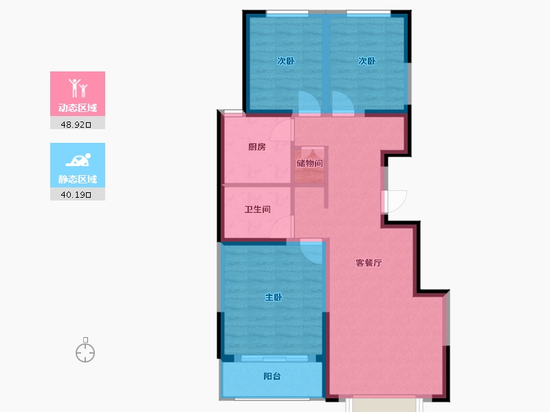 河北省-唐山市-渤海家园二期-88.23-户型库-动静分区