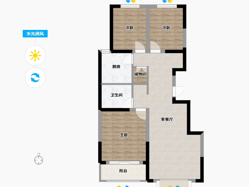 河北省-唐山市-渤海家园二期-88.23-户型库-采光通风