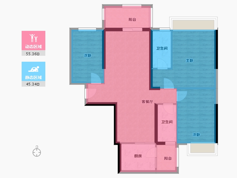 广东省-江门市-松鹤·国际新城-95.40-户型库-动静分区