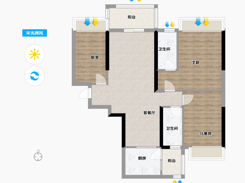 广东省-江门市-松鹤·国际新城-95.40-户型库-采光通风