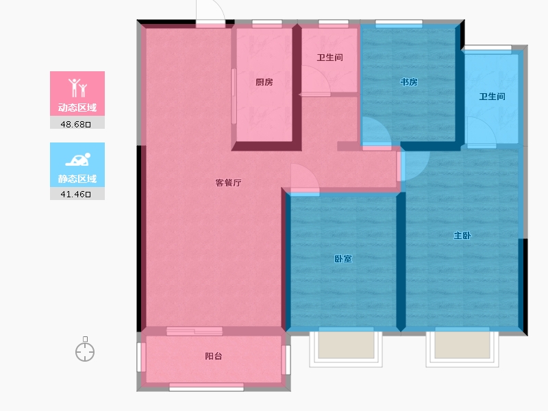 河南省-郑州市-华瑞紫金嘉苑-94.40-户型库-动静分区