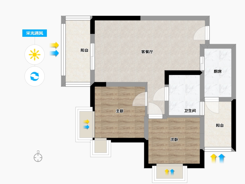 重庆-重庆市-东原·亲亲里-56.93-户型库-采光通风