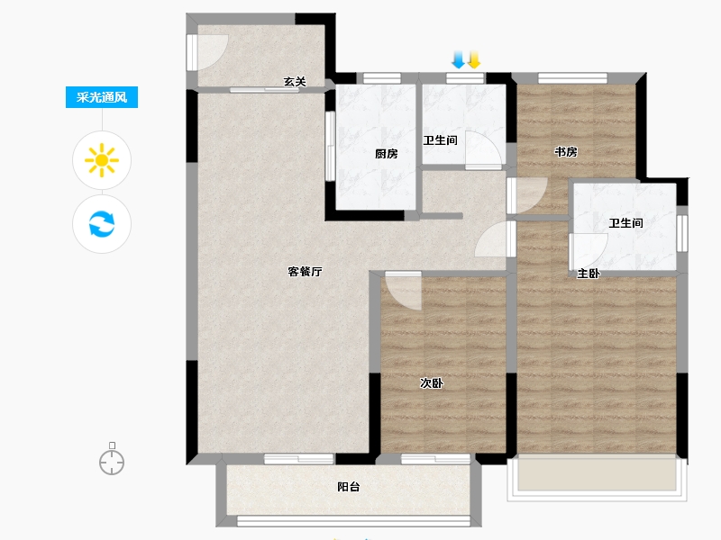 安徽省-亳州市-锦绣云庐-96.00-户型库-采光通风