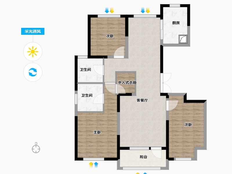 山东省-滨州市-九水御熙-115.00-户型库-采光通风