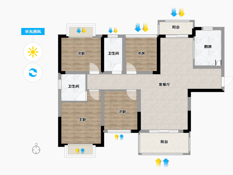 湖南省-长沙市-地铁中建君和城-110.00-户型库-采光通风