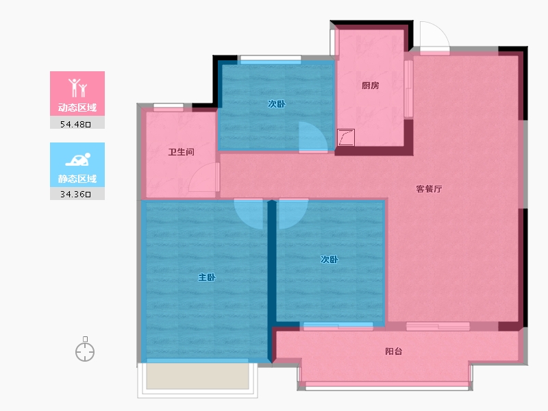 山东省-泰安市-玉兰花园-80.00-户型库-动静分区