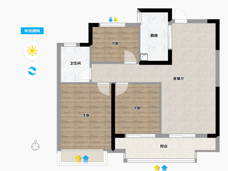 山东省-泰安市-玉兰花园-80.00-户型库-采光通风