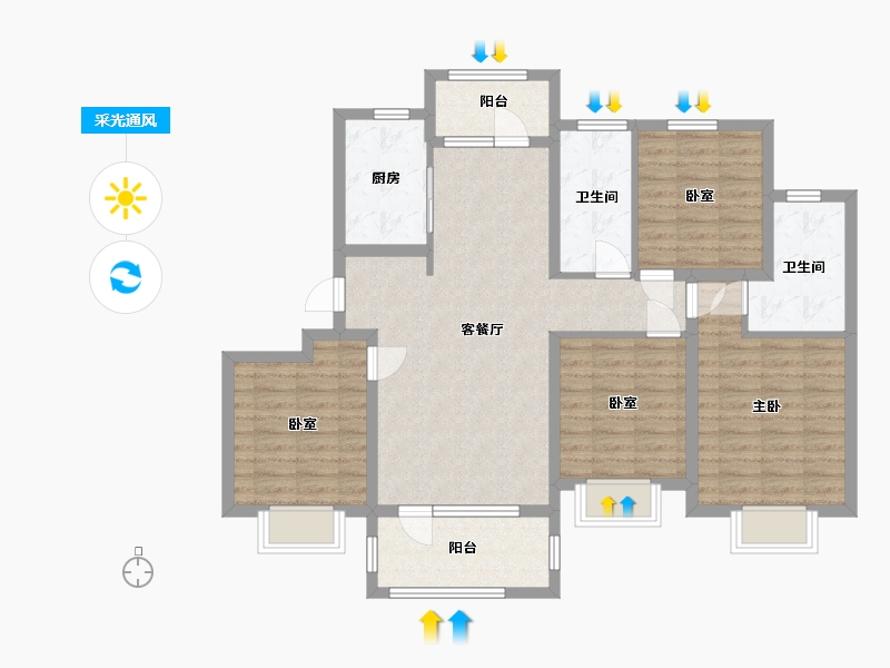 山东省-青岛市-远洋御城-104.00-户型库-采光通风