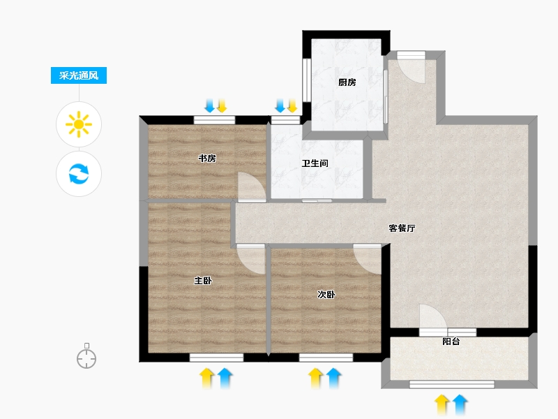 山东省-济宁市-金色兰庭·香堤-79.50-户型库-采光通风