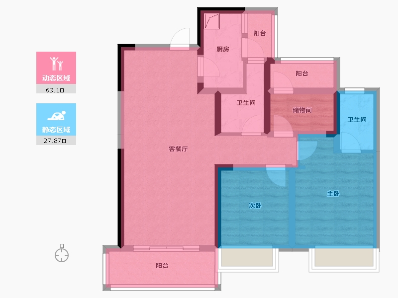 四川省-攀枝花市-太谷广场-86.00-户型库-动静分区