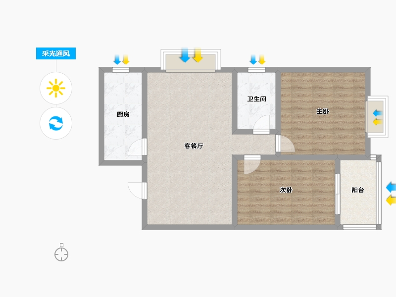 陕西省-西安市-海荣豪佳花园-90.00-户型库-采光通风