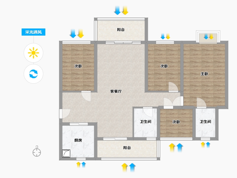 贵州省-安顺市-人和苑-120.00-户型库-采光通风