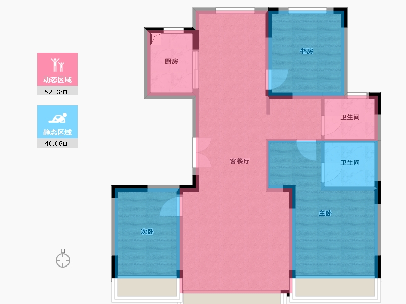 吉林省-长春市-新星宇诗书世家-90.00-户型库-动静分区