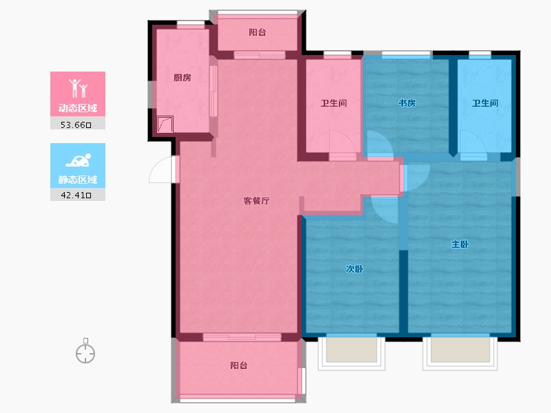 陕西省-西安市-世茂璀璨倾城-91.00-户型库-动静分区