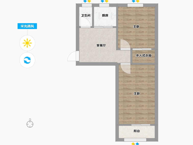 北京-北京市-西罗园南里社区-66.00-户型库-采光通风