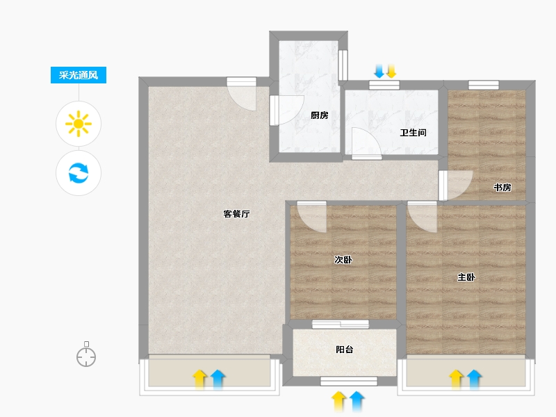 山东省-济南市-绿城诚园-79.00-户型库-采光通风