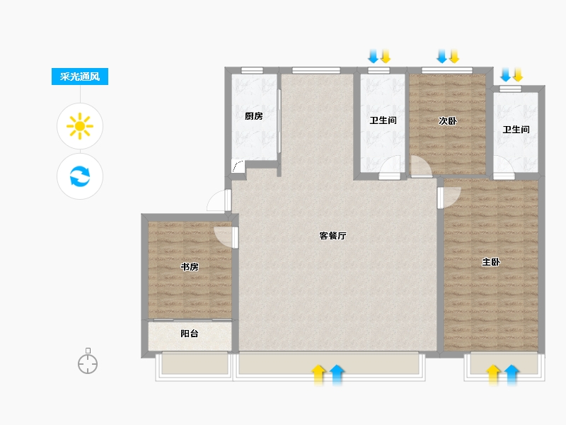 山东省-济宁市-融创滨江壹号-123.00-户型库-采光通风