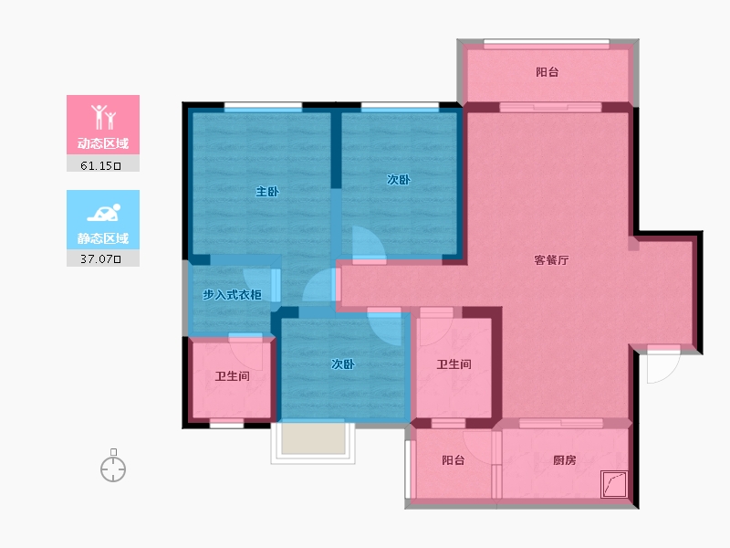 甘肃省-陇南市-伏羲公馆-89.00-户型库-动静分区