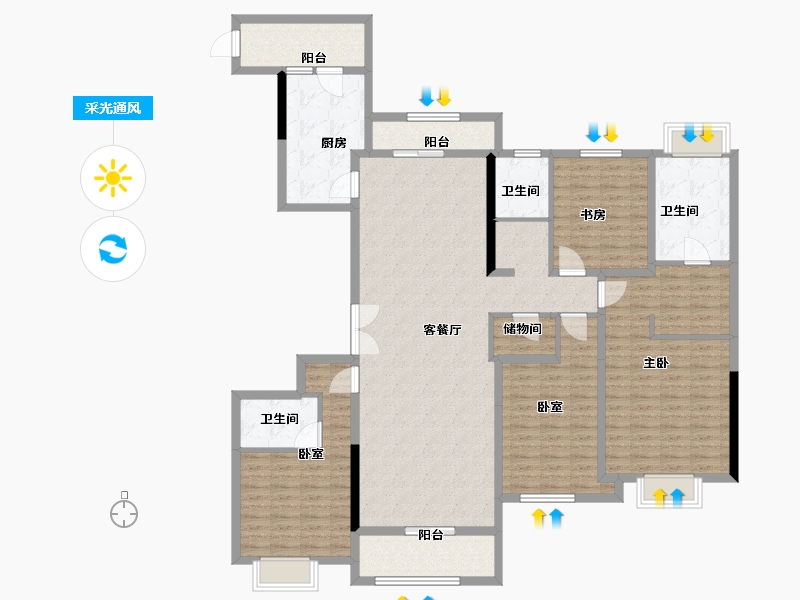 浙江省-宁波市-品江府-167.00-户型库-采光通风