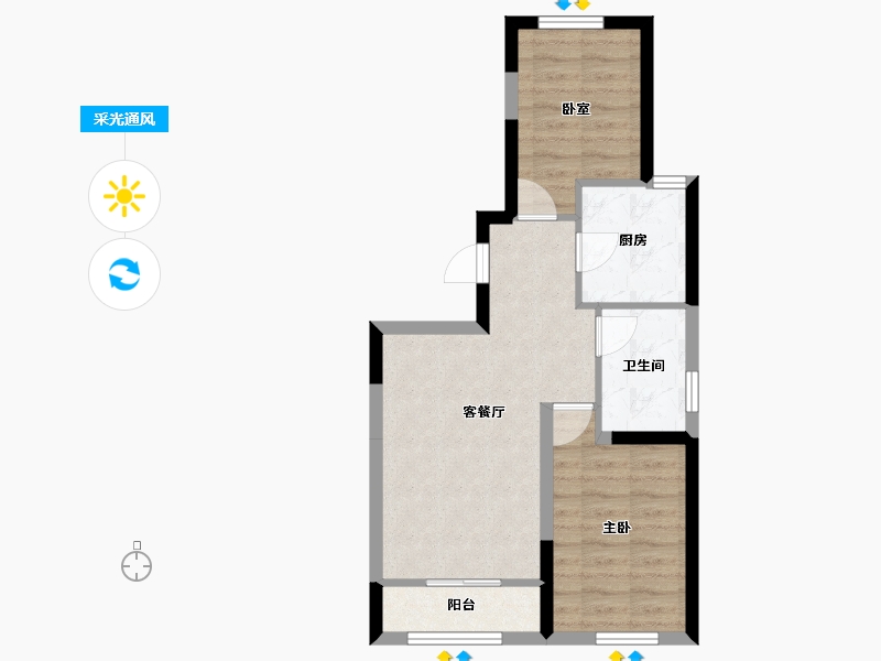 河北省-廊坊市-如园-59.76-户型库-采光通风