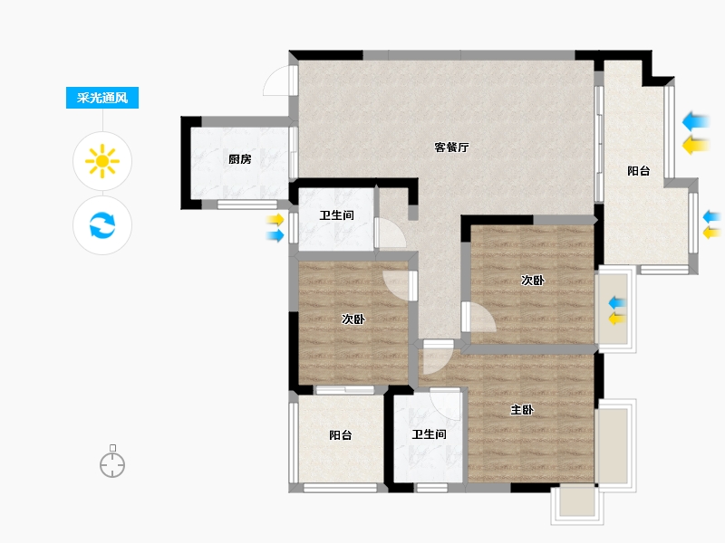 湖南省-永州市-苏通国际新城三期-55.00-户型库-采光通风