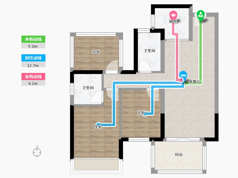 广西壮族自治区-南宁市-华润置地江南中心-70.00-户型库-动静线