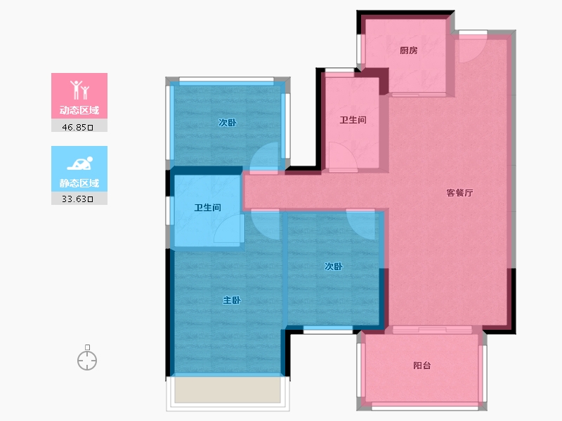 广西壮族自治区-南宁市-华润置地江南中心-70.00-户型库-动静分区