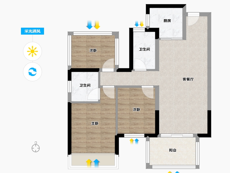 广西壮族自治区-南宁市-华润置地江南中心-70.00-户型库-采光通风