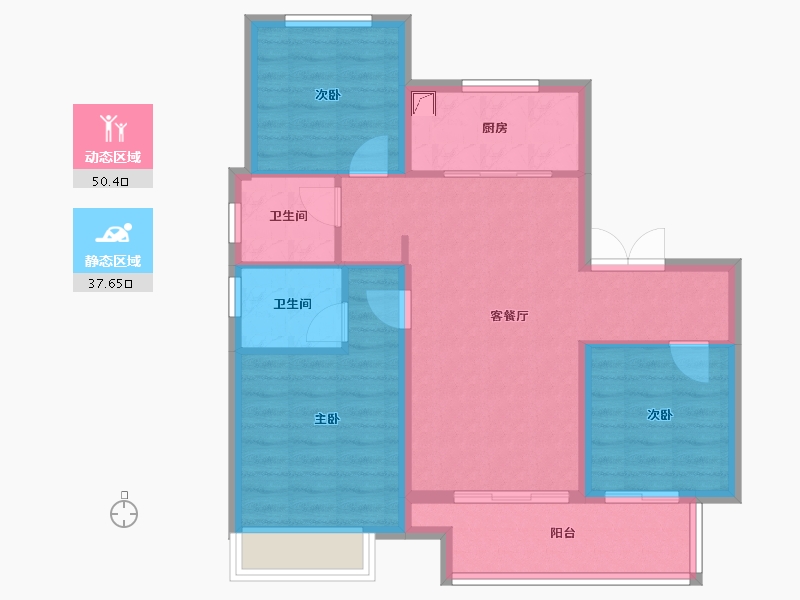 江苏省-苏州市-春风南岸-77.00-户型库-动静分区