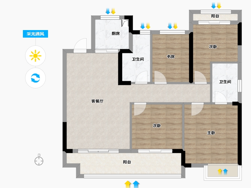 浙江省-金华市-武义东望府-92.00-户型库-采光通风