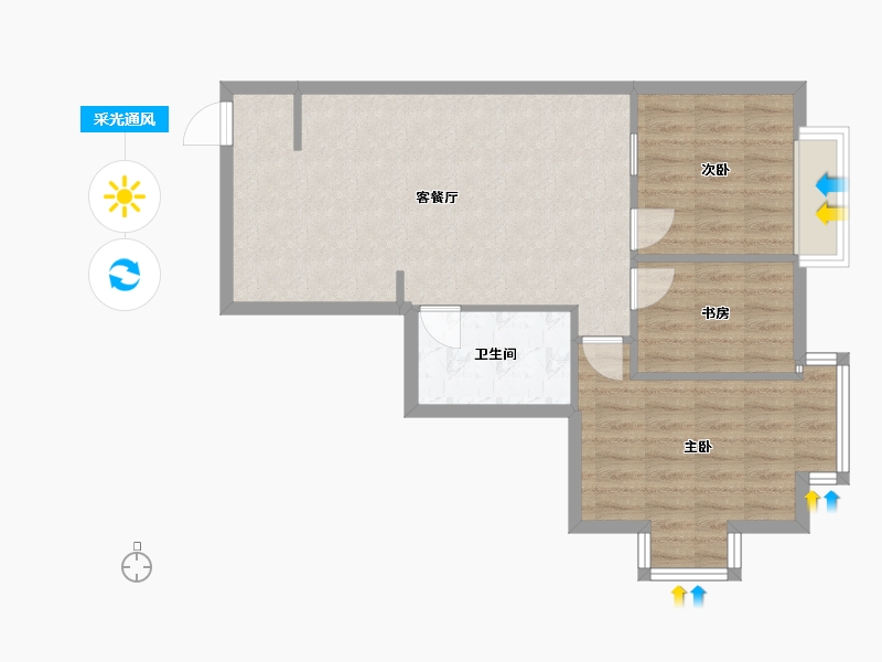 陕西省-西安市-田园国际公寓-71.00-户型库-采光通风