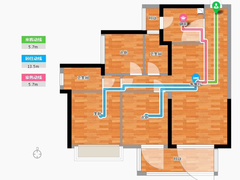 广西壮族自治区-南宁市-龙光玖珑华府-83.86-户型库-动静线