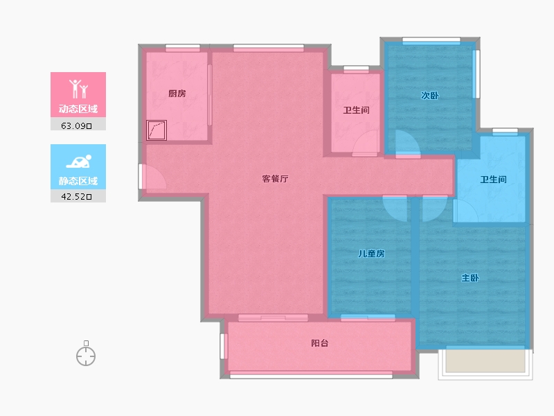 江苏省-扬州市-扬州雅居乐富春山居-110.00-户型库-动静分区