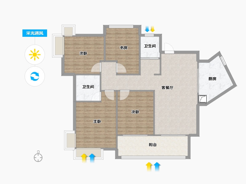 江西省-南昌市-凯宇·海德公园-122.00-户型库-采光通风