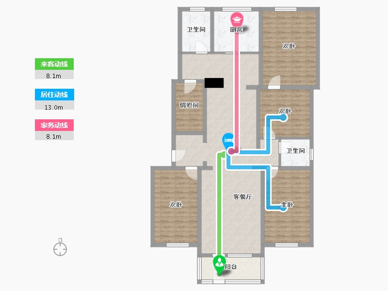 北京-北京市-大有北里-125.00-户型库-动静线