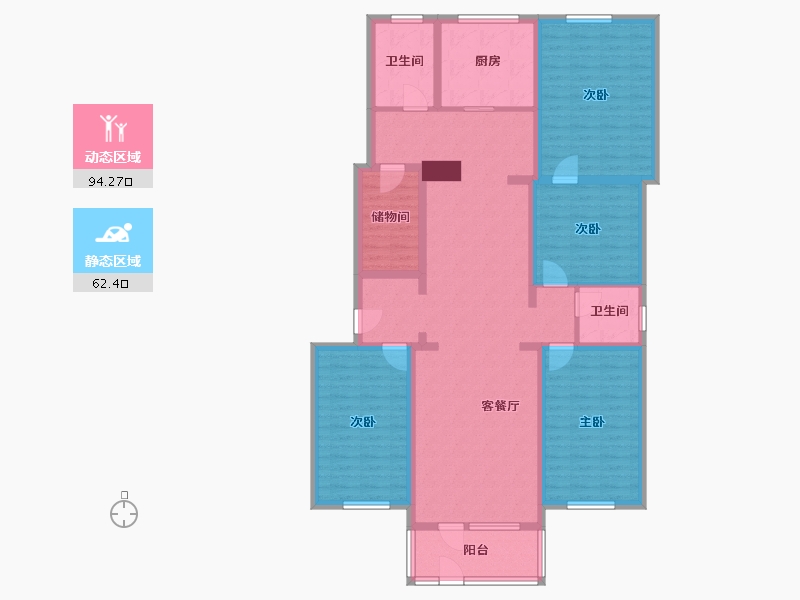 北京-北京市-大有北里-125.00-户型库-动静分区