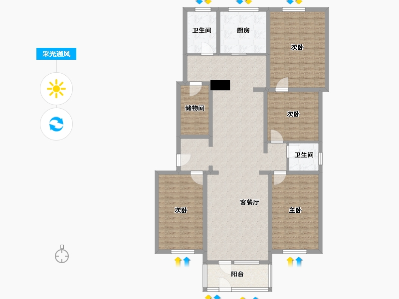 北京-北京市-大有北里-125.00-户型库-采光通风