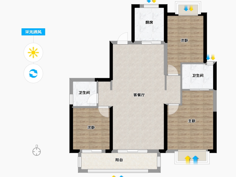 湖北省-武汉市-中建星光城-92.00-户型库-采光通风