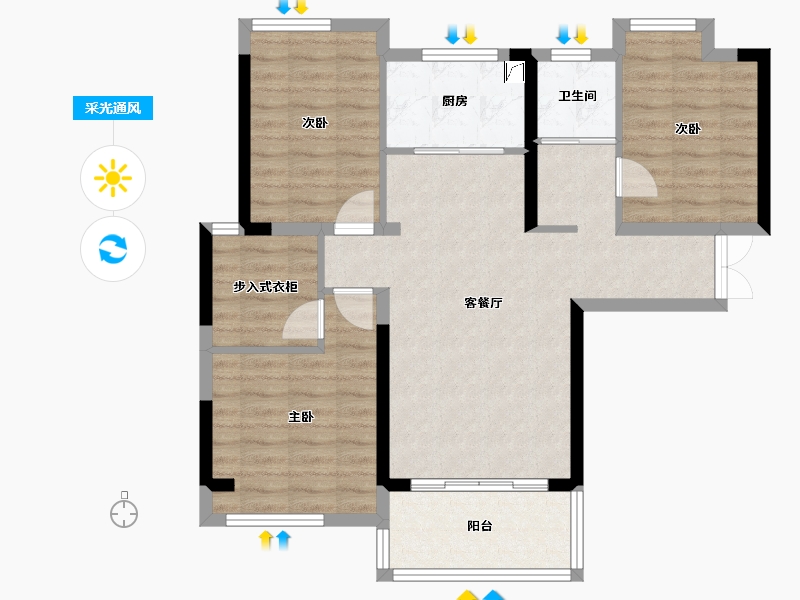 湖北省-十堰市-汉城时代-90.00-户型库-采光通风