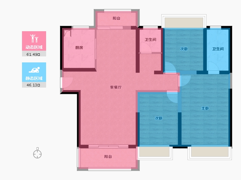 河南省-南阳市-澜湾公馆-94.56-户型库-动静分区