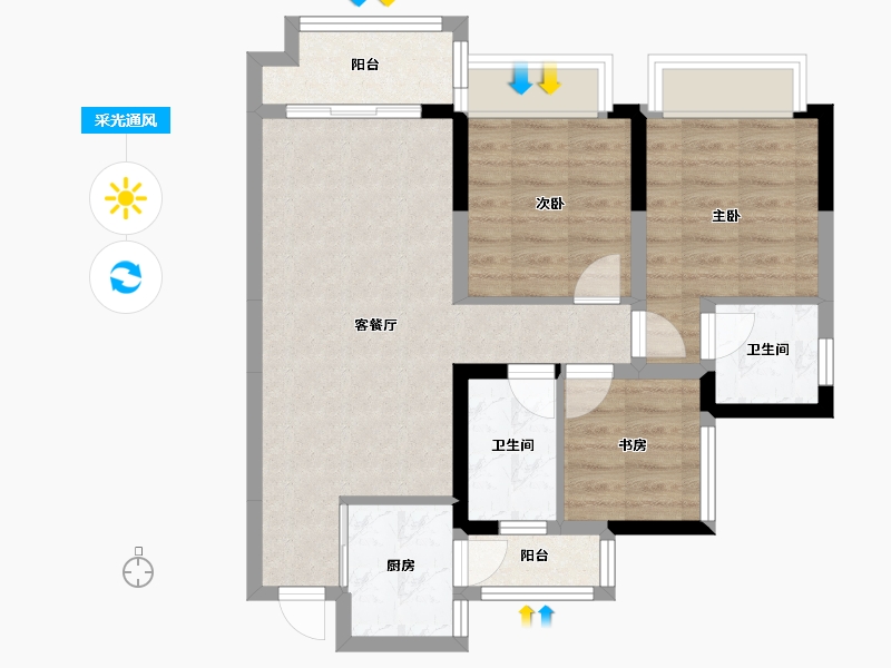 四川省-成都市-金沙湖畔-74.00-户型库-采光通风