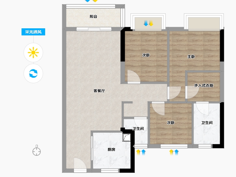 福建省-漳州市-大唐锦绣世家-78.00-户型库-采光通风