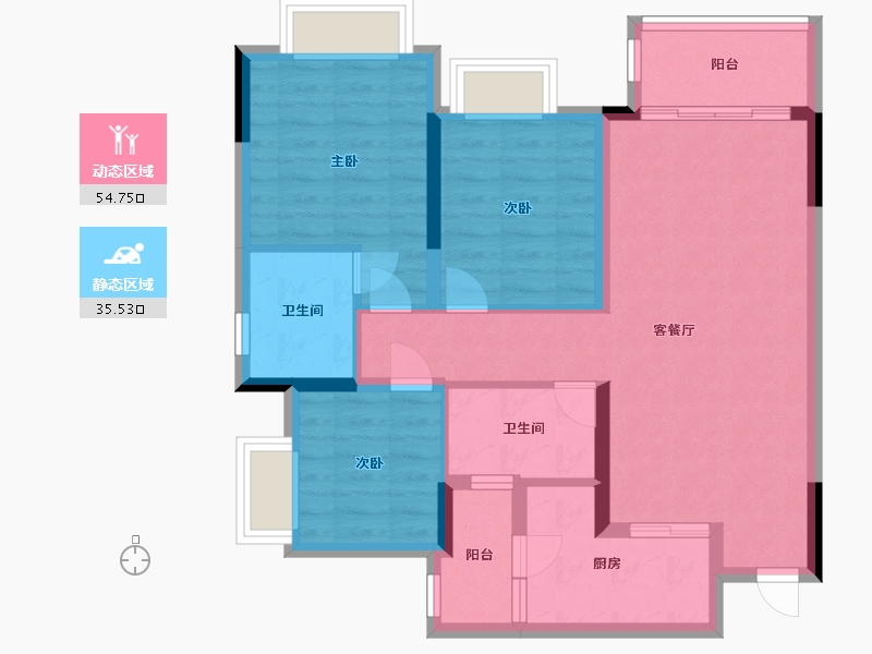 重庆-重庆市-翰林学府-80.00-户型库-动静分区