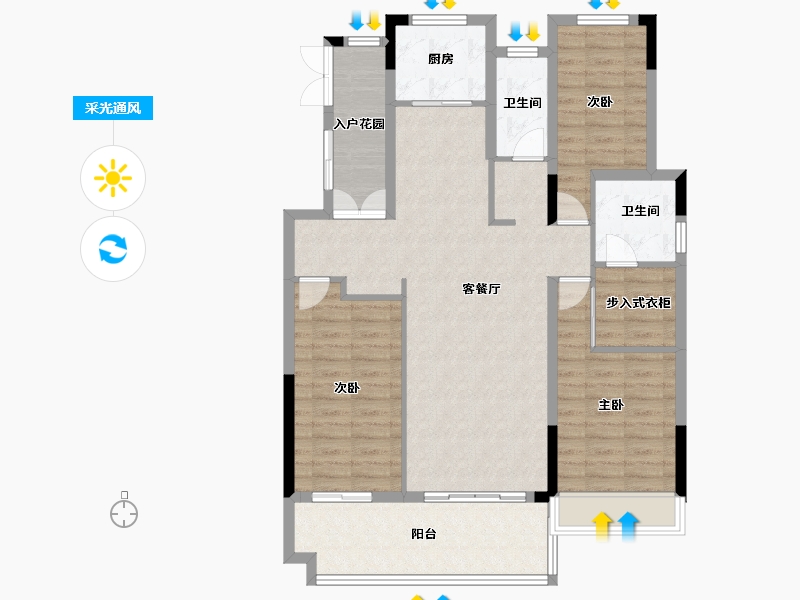 河南省-周口市-品胜阳城府-108.00-户型库-采光通风