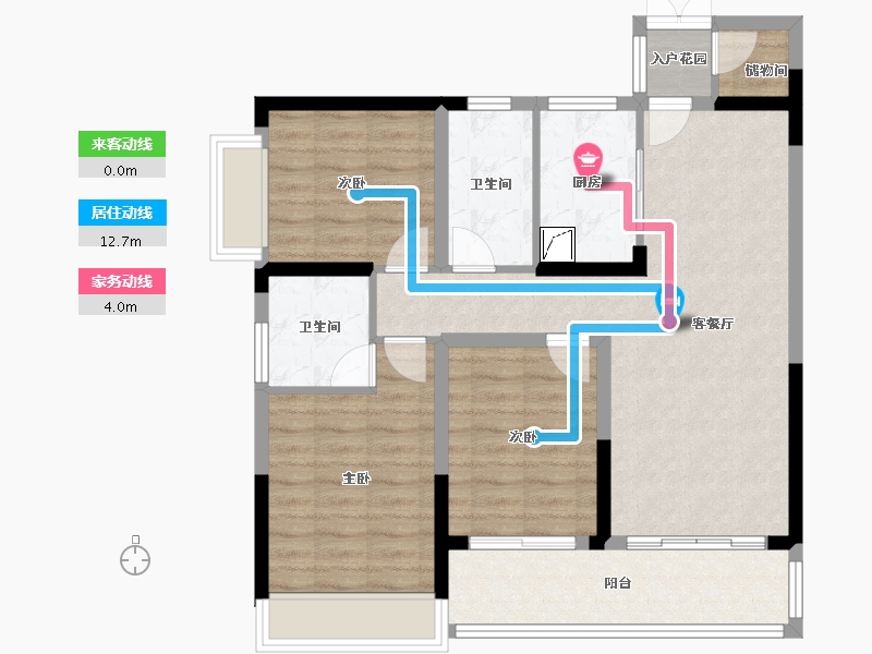 湖南省-株洲市-东部美的城-90.00-户型库-动静线