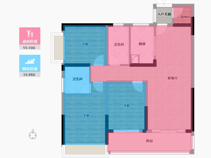 湖南省-株洲市-东部美的城-90.00-户型库-动静分区