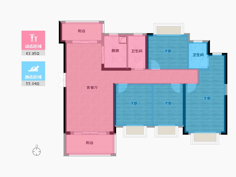 湖南省-长沙市-和苑天辰-120.00-户型库-动静分区