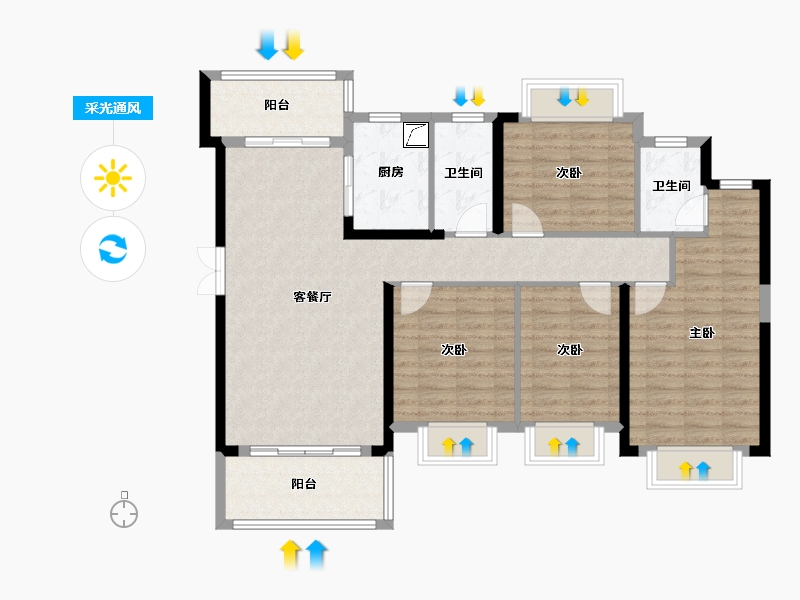 湖南省-长沙市-和苑天辰-120.00-户型库-采光通风