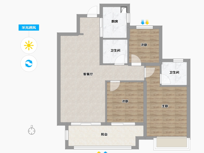 河南省-洛阳市-绿都洛阳府-79.00-户型库-采光通风