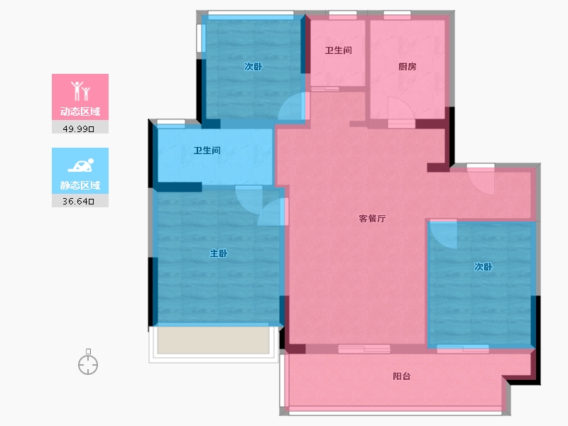 江苏省-苏州市-碧桂园伴山澜湾-77.08-户型库-动静分区